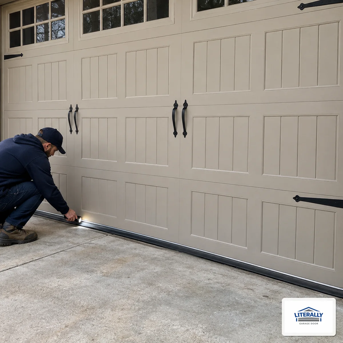 Garage door hardware prepared for inspection and repair