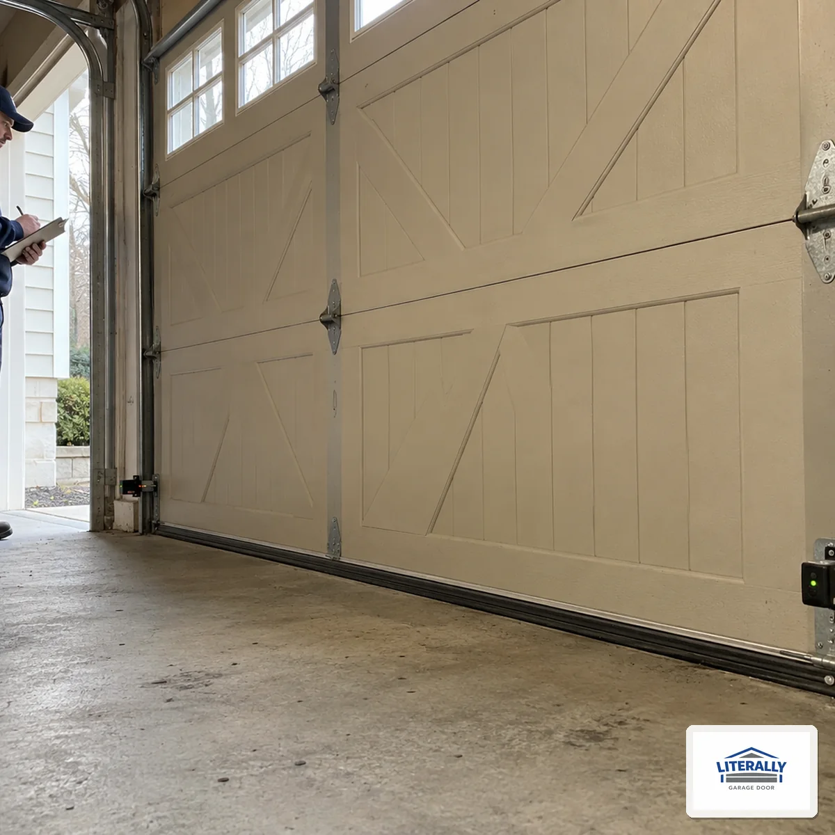 Garage door hardware prepared for inspection and repair