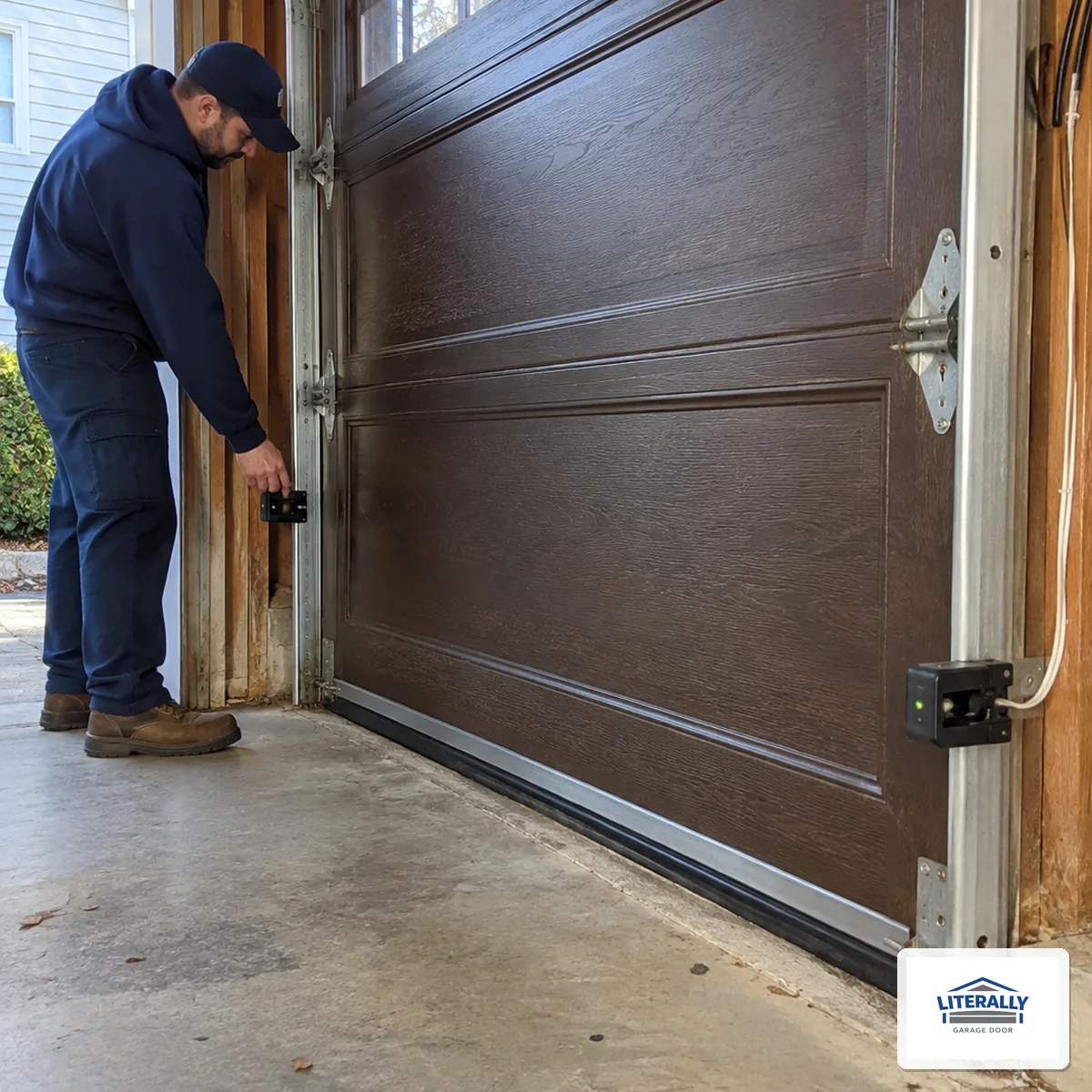 Garage door hardware prepared for inspection and repair