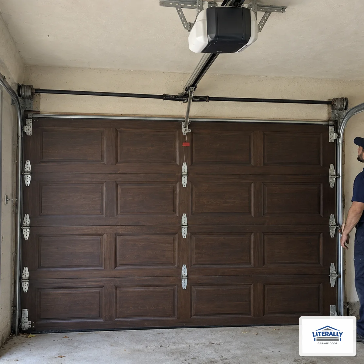 Garage door hardware prepared for inspection and repair