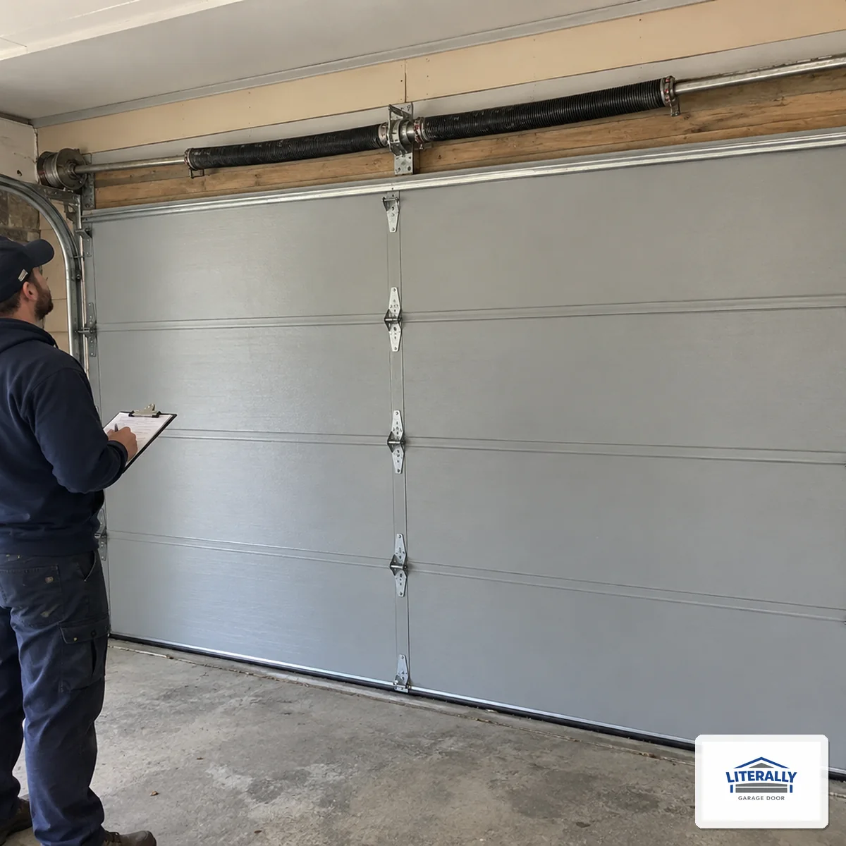 Garage door hardware prepared for inspection and repair