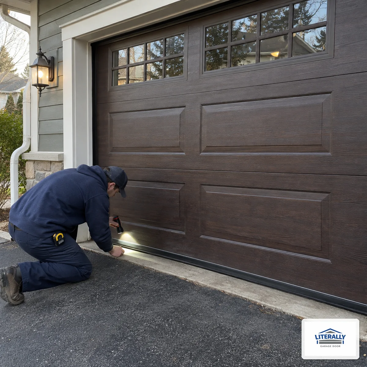 Garage door hardware prepared for inspection and repair