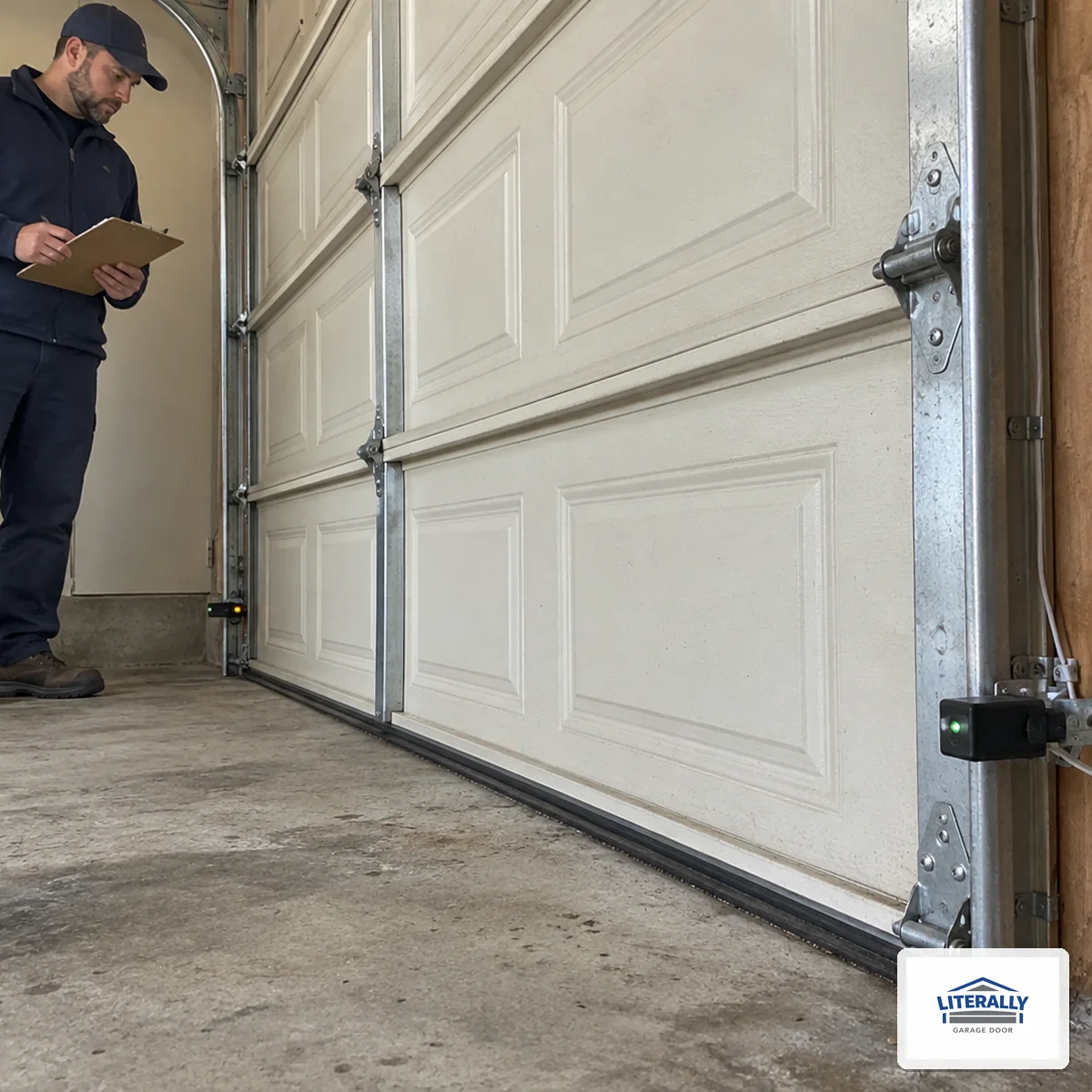 Garage door hardware prepared for inspection and repair