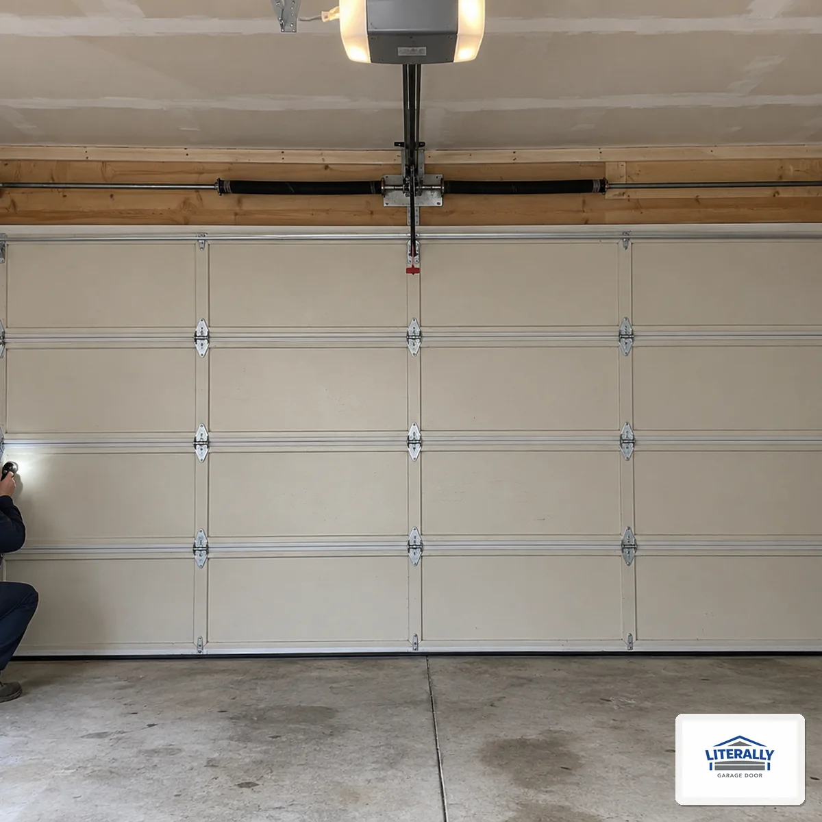 Garage door hardware prepared for inspection and repair