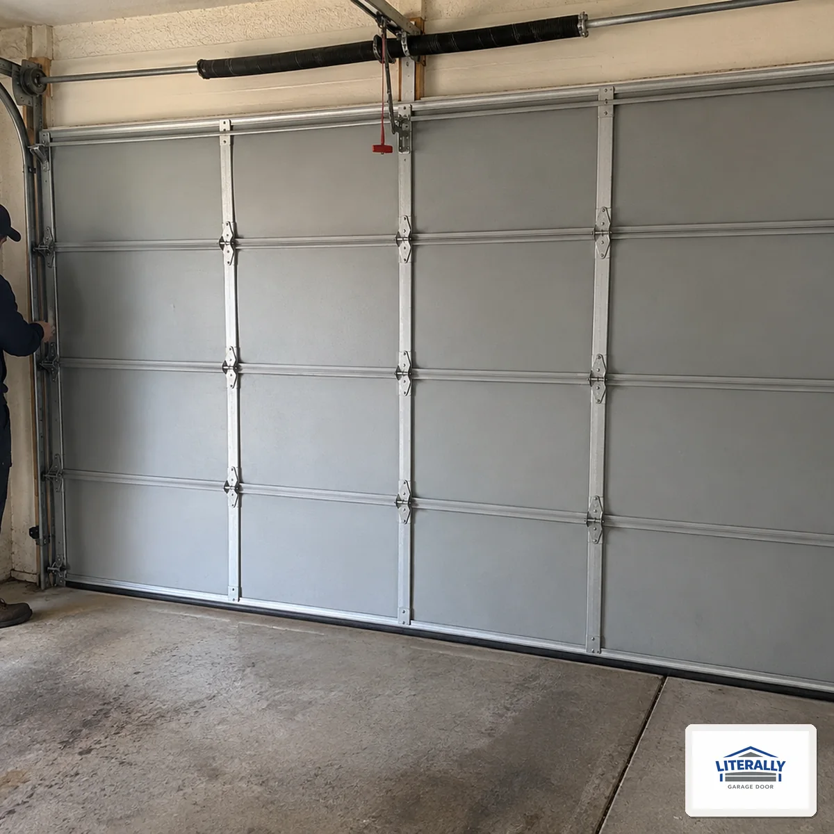 Garage door hardware prepared for inspection and repair