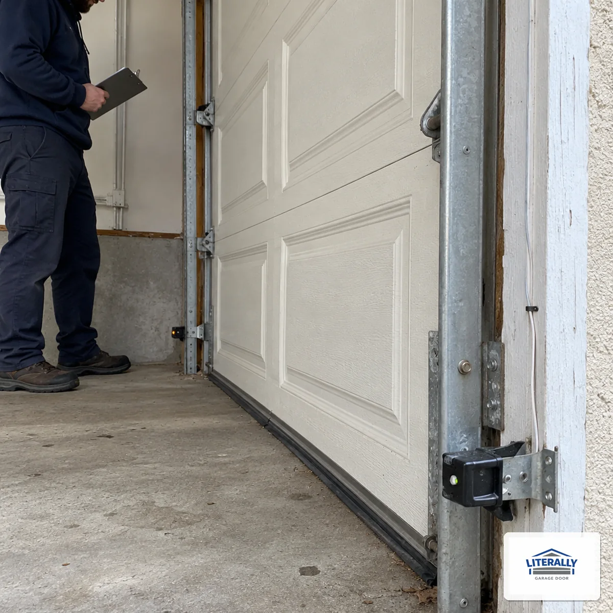 Garage door hardware prepared for inspection and repair