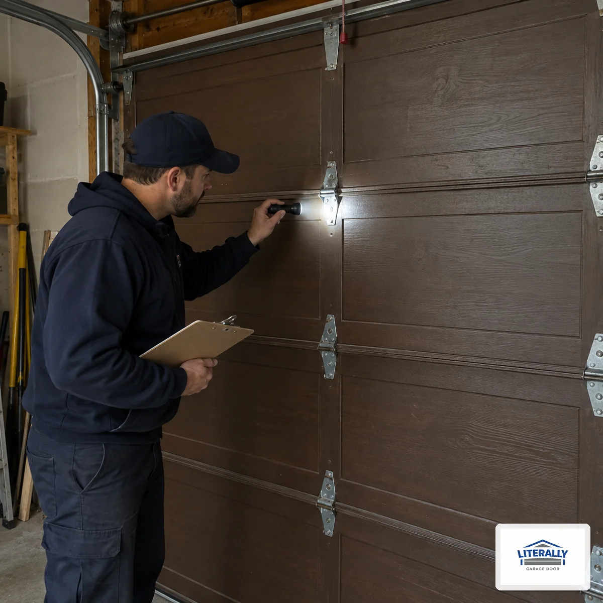 Garage door hardware prepared for inspection and repair