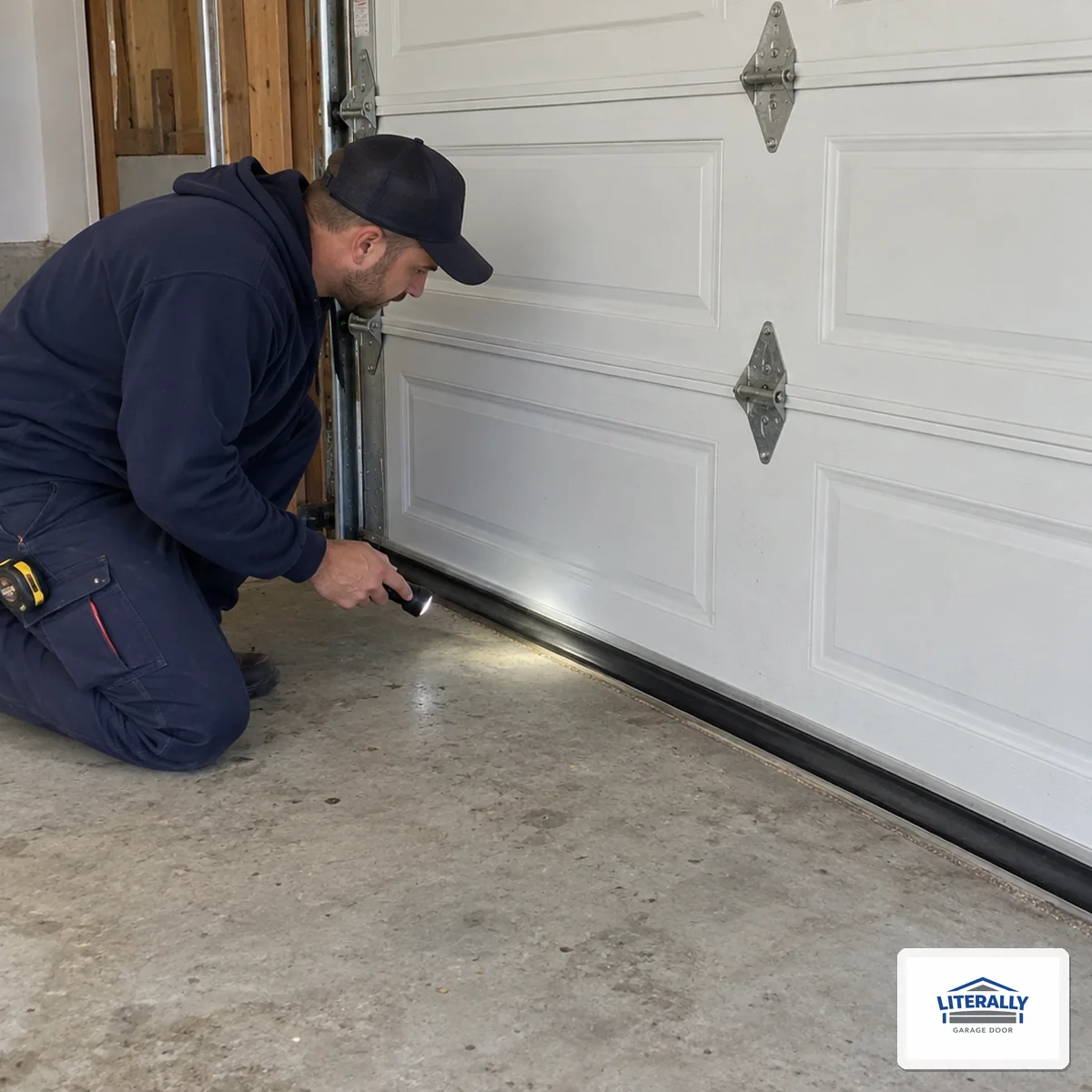 Garage door hardware prepared for inspection and repair