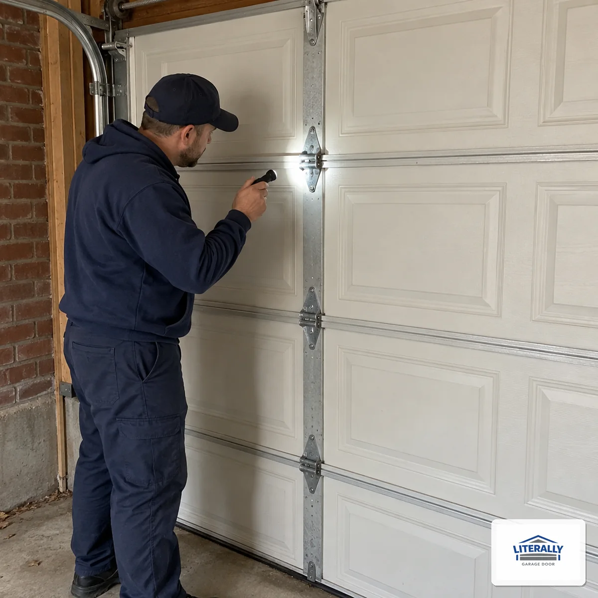 Garage door hardware prepared for inspection and repair