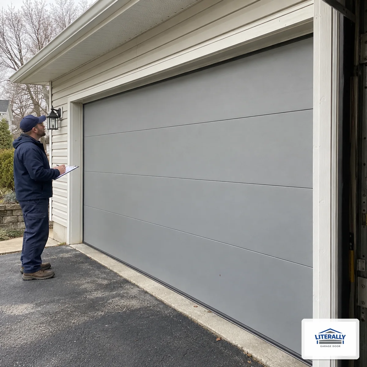 Garage door hardware prepared for inspection and repair