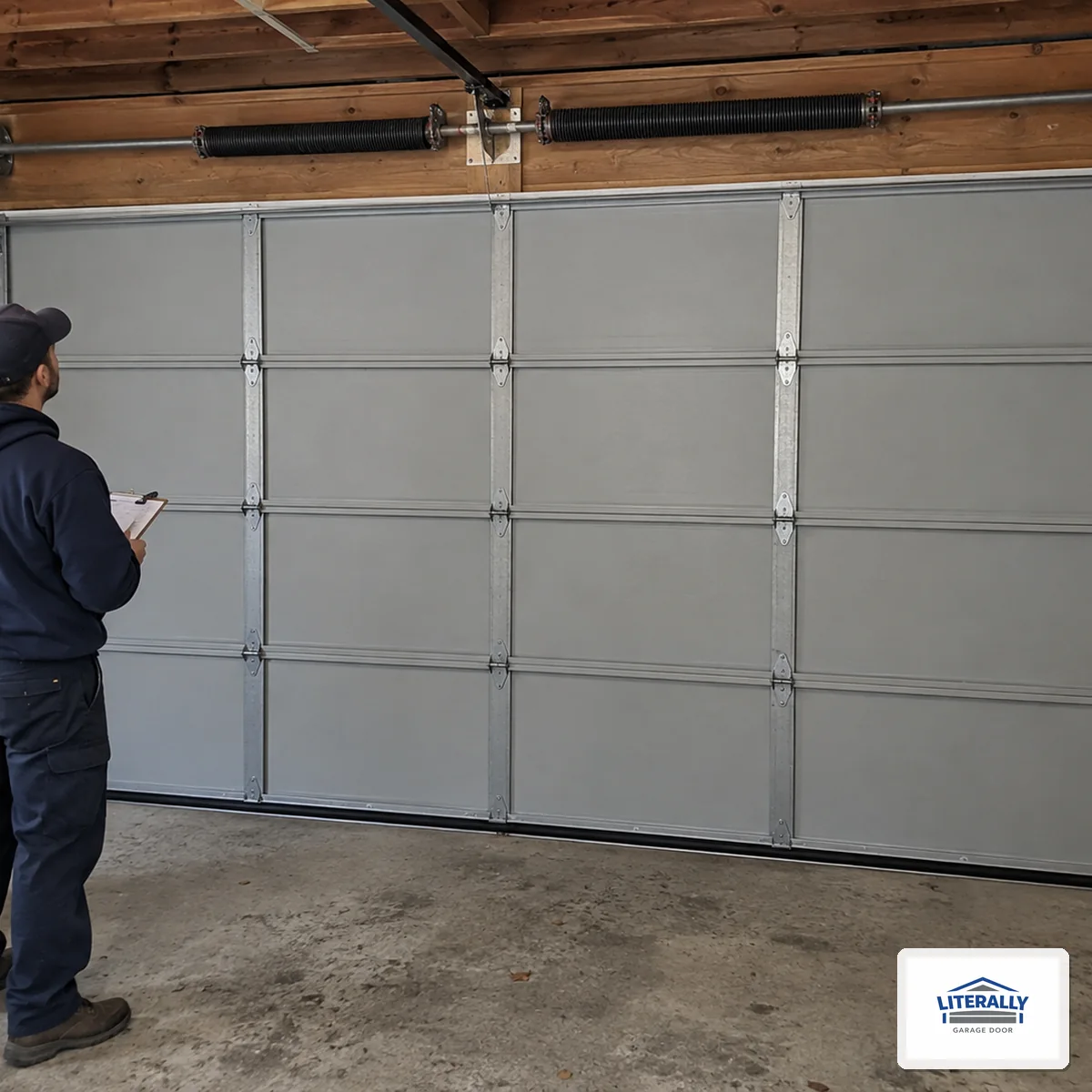 Garage door hardware prepared for inspection and repair