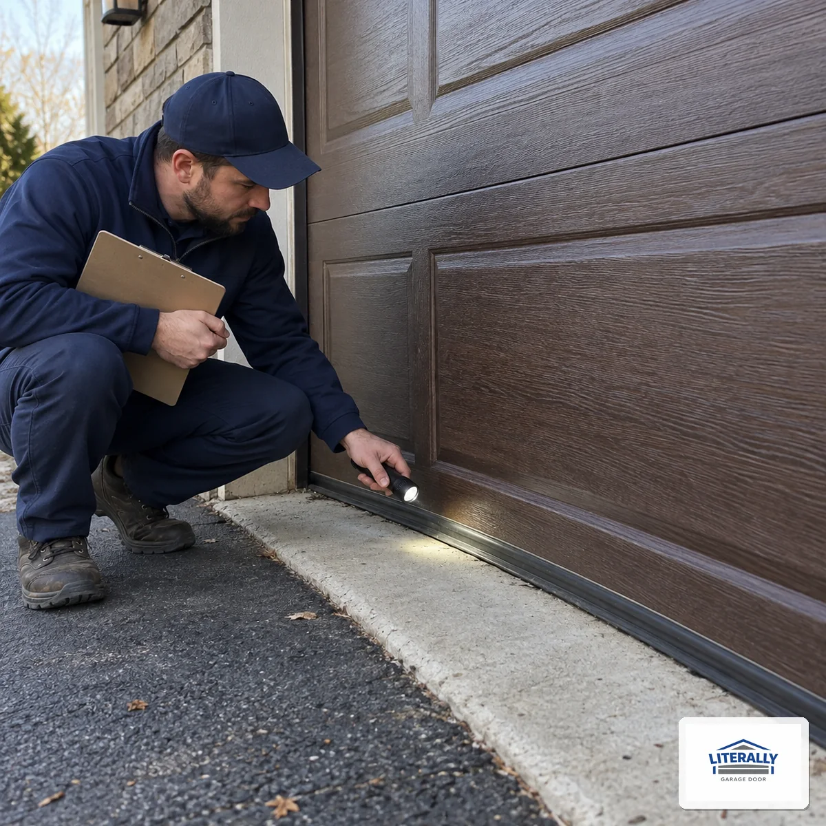 Garage door hardware prepared for inspection and repair