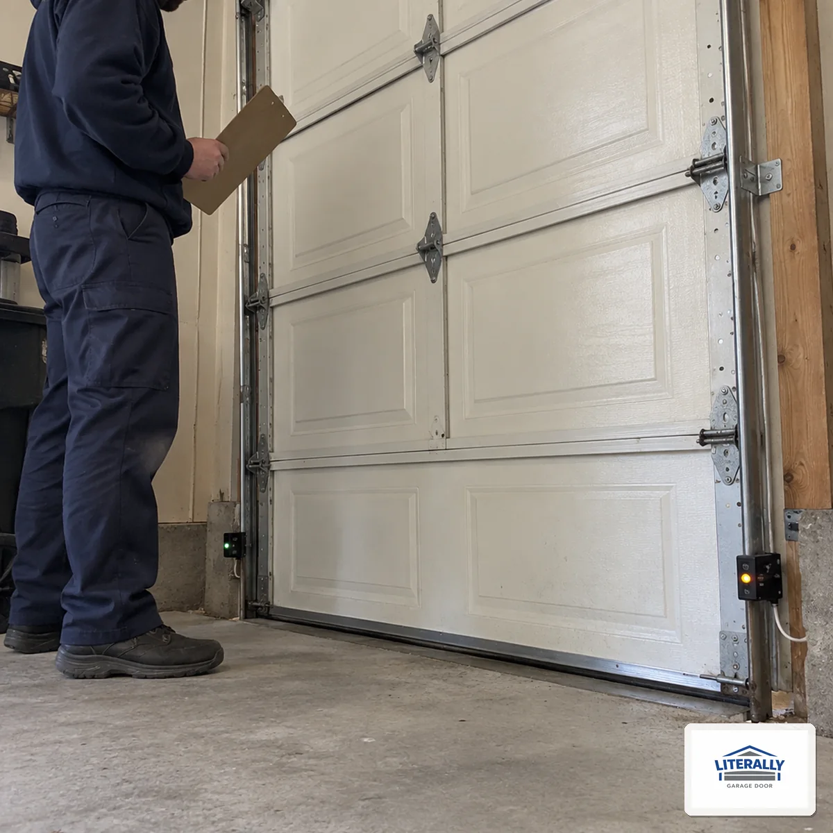 Garage door hardware prepared for inspection and repair