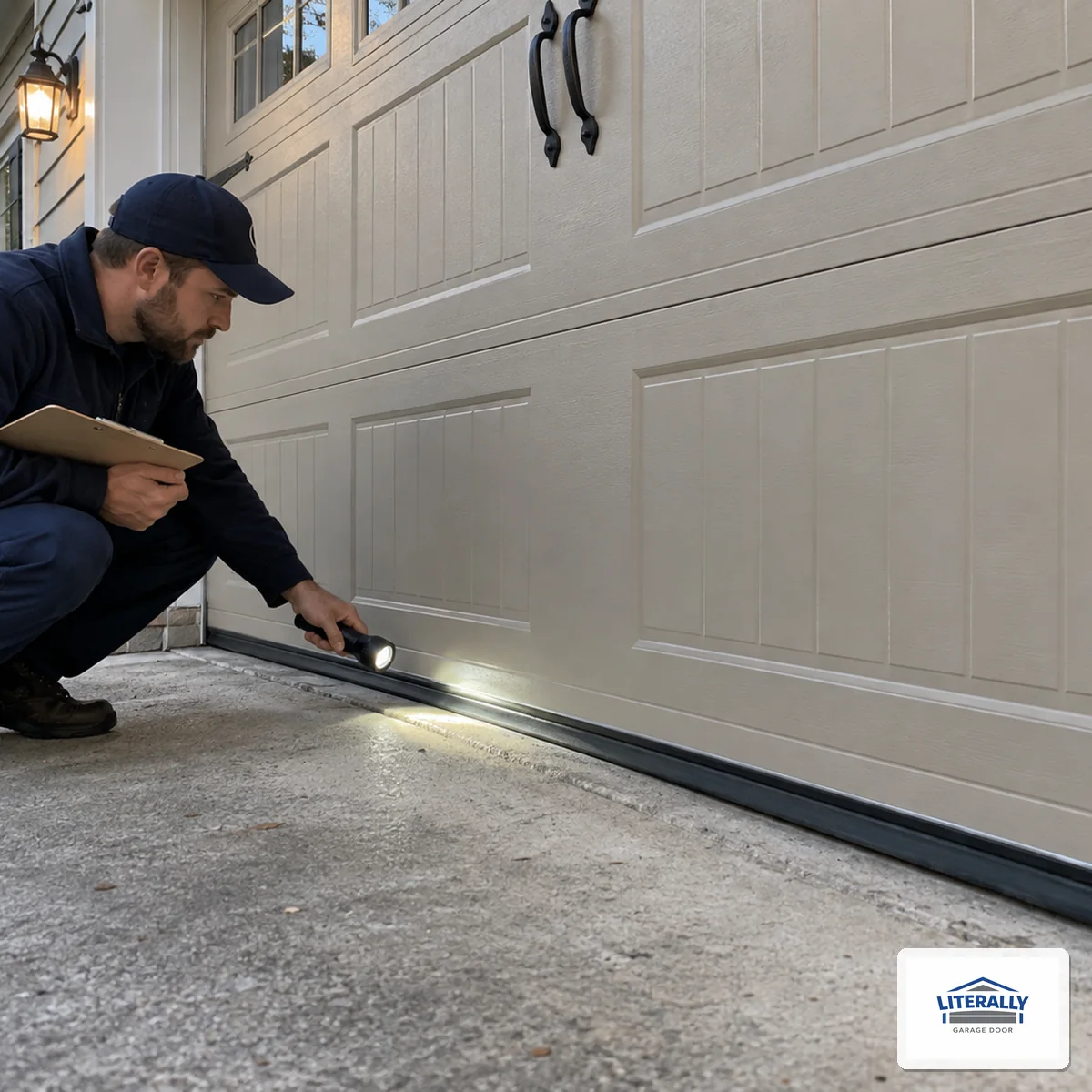 Garage door hardware prepared for inspection and repair