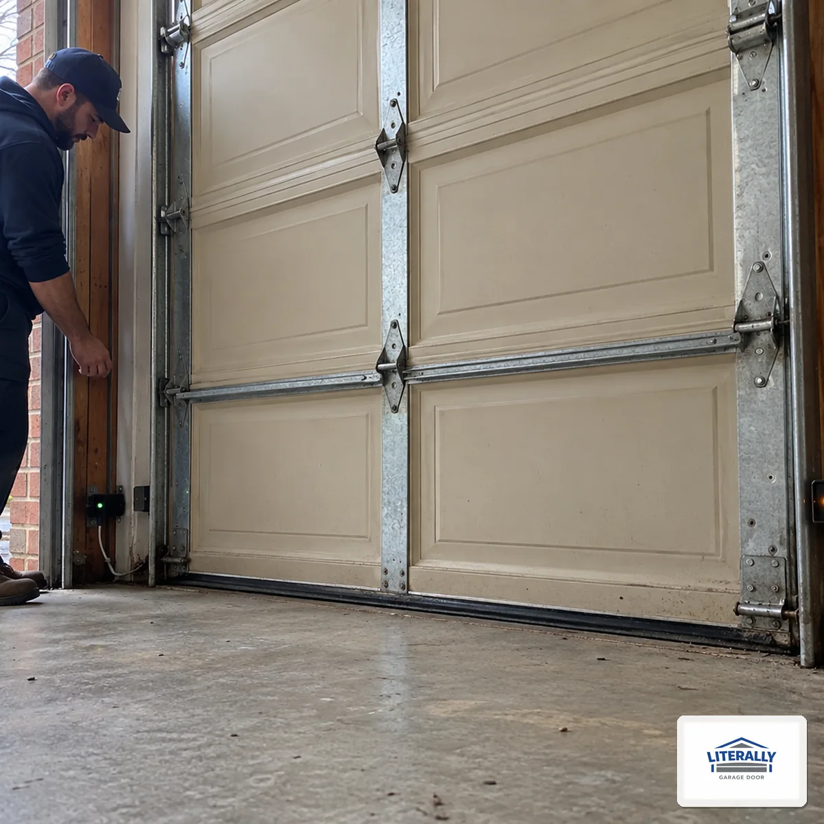 Garage door hardware prepared for inspection and repair